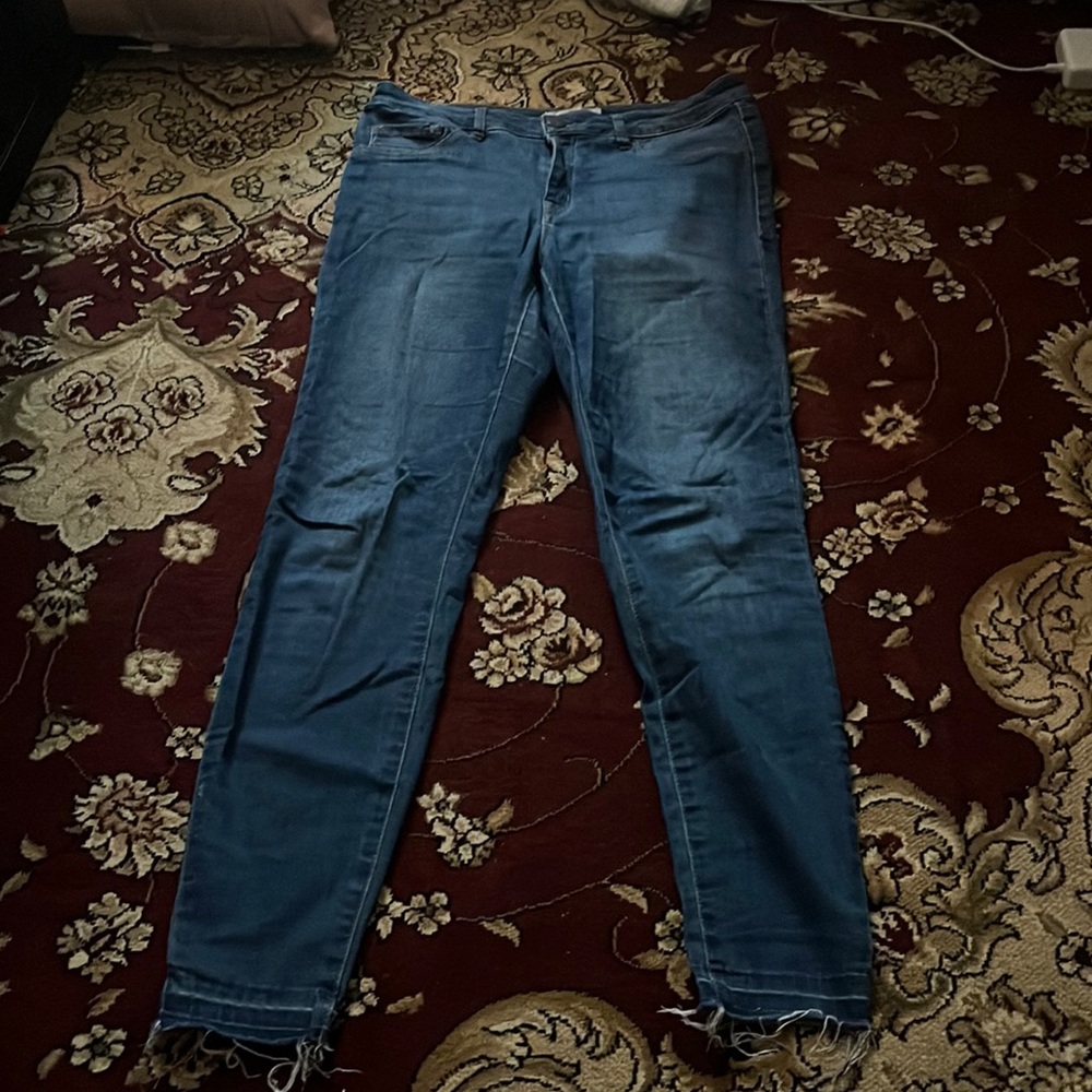 Skinny jeans from charlotte russe in a dark wash color in a size 6.